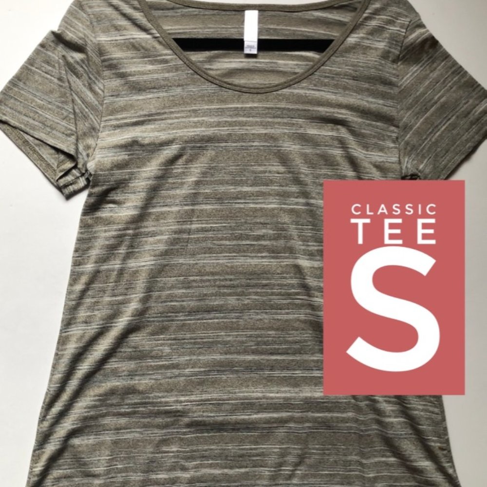 NWT LuLaRoe Classic Tee, Olive and Gray Print, Size Small